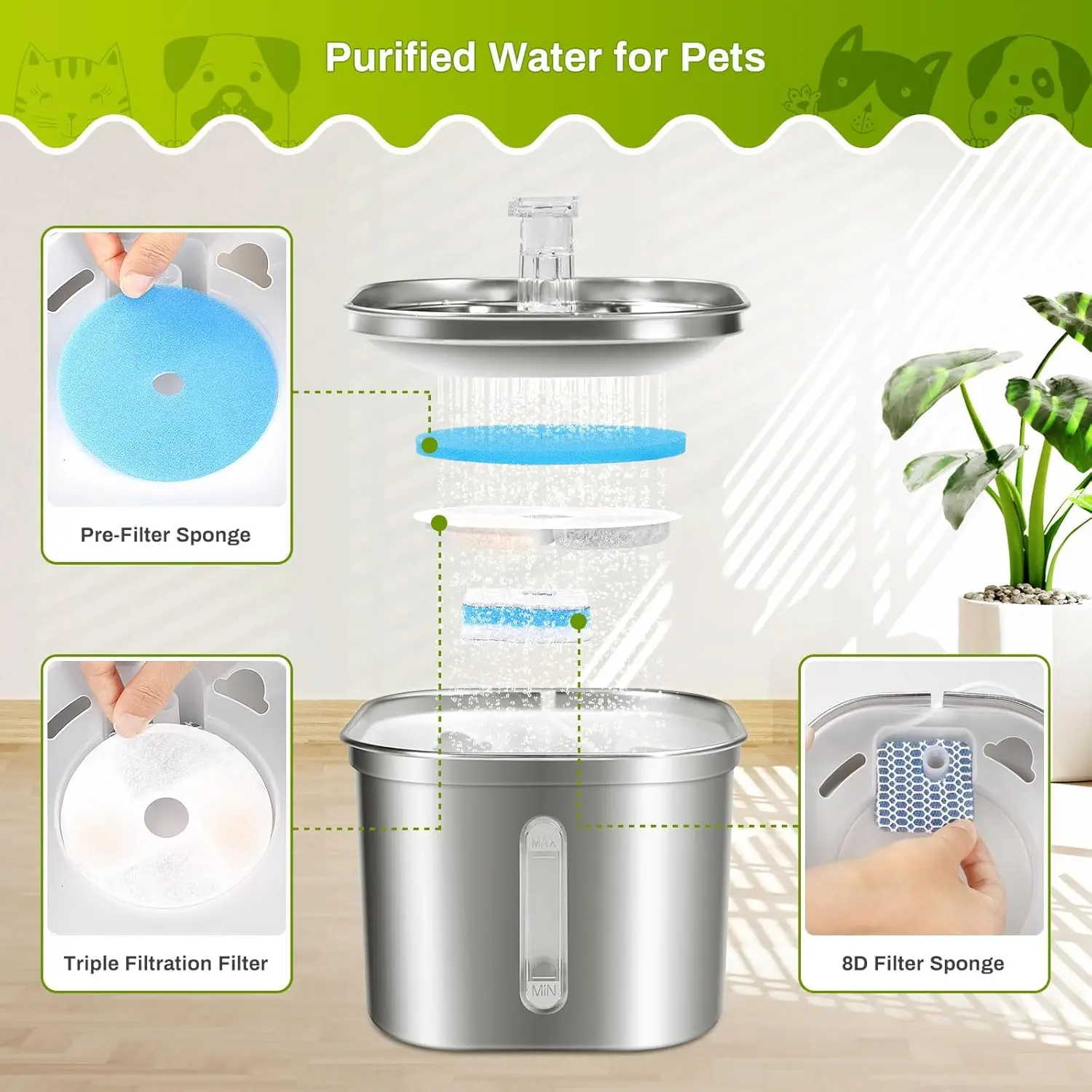 Filtro de carvão ativado de su - Cat Water Fountain Filter avaliação e preço
